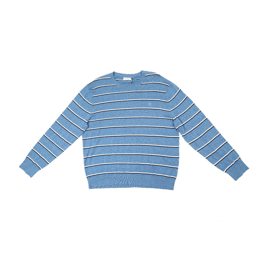 Calvin Klein Men's Supima Cotton Mini Stripe Logo Sweater Multi Size XL 4927